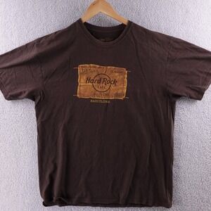 Hard Rock Cafe Barcelona T Shirt Mens X Large Brown Classic Logo Tee